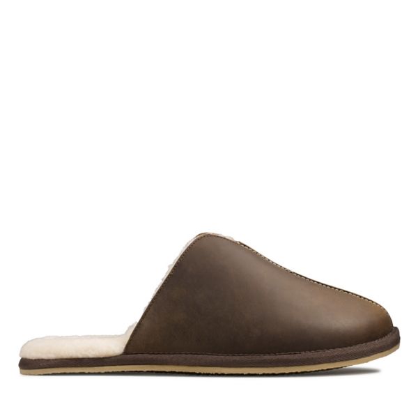 Clarks Mens Kite Seam Slippers Brown | CA-3950724